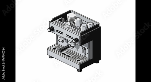 Professional Espresso Machine with Multiple Portafilters and Cup Warmer