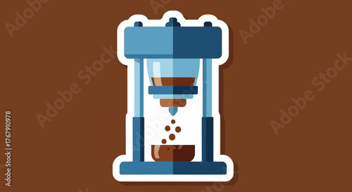 Coffee Maker Icon Illustration on Brown Background