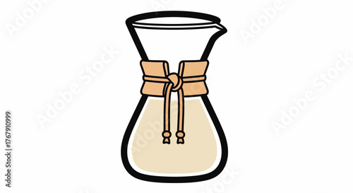 Coffee brewing equipment illustration with a filter and an elegant design, perfect for cafe or blog
