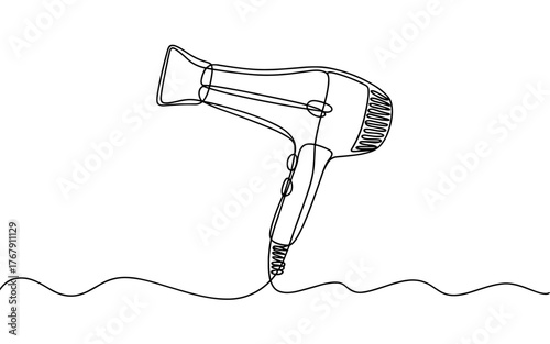 a hair dryer on white background, symbolizing beauty, grooming, styling, and modern minimalist design.