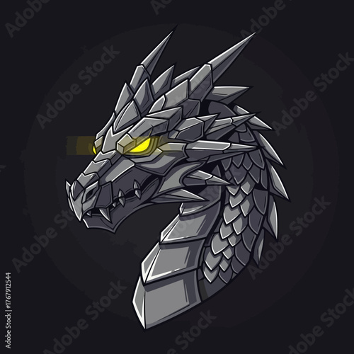 Intense Dragon Head with Glowing Eyes.