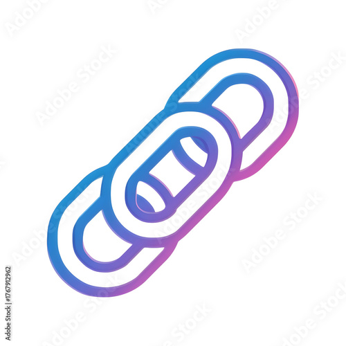 3d link icon with blue and purple gradient isolated on white background