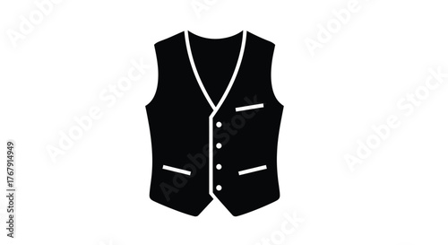 Simple black waistcoat graphic illustration a classic menswear fashion item