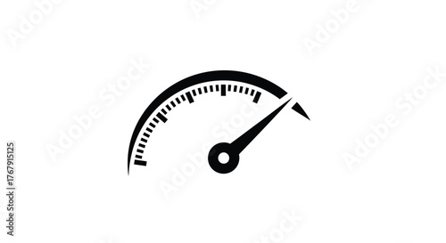 Simple black and white speedometer icon depicting measurement and speed limits