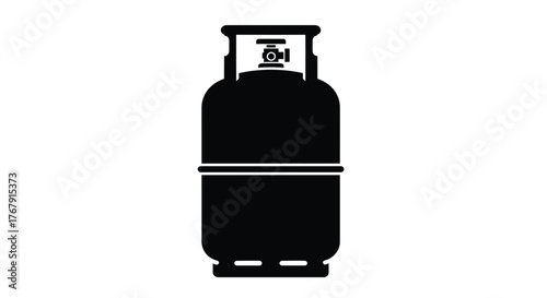 Simple black and white icon of a propane gas tank on white