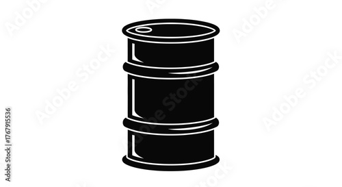 Simple black and white vector illustration of a cylindrical oil drum