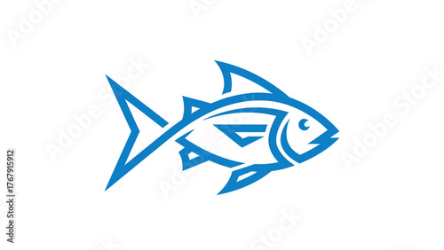 A stylized image of a fish, rendered in shades of blue. Its form is simple, yet elegant