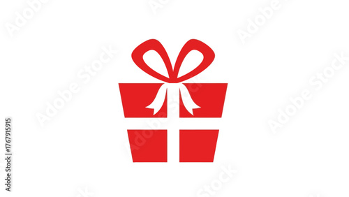A red gift box with a white bow on a white background, representing giving and surprise