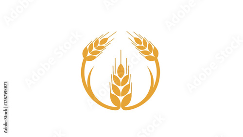 Circular arrangement of wheat stalks in an abstract design on white