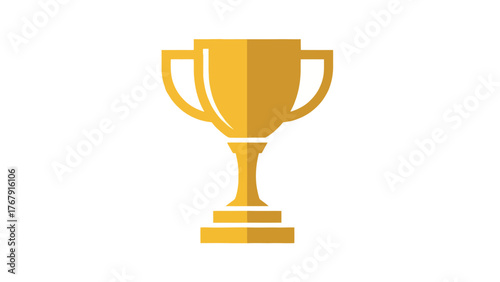 A golden trophy icon, designed in a flat, minimalist style, set against a pristine white background