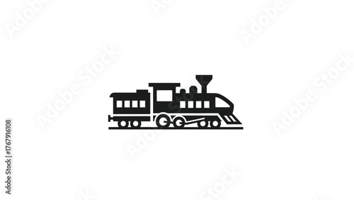 A monochrome illustration of a steam train viewed from the side, with details visible