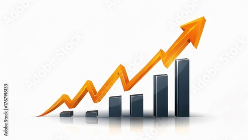 Abstract visualization of growth, with a yellow upward arrow over a dark bar graph Free Download Abstract visualization of growth, with a yellow upward arrow over a dark bar graph - GFXLoad