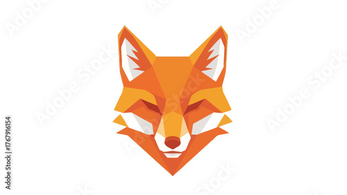 A geometric illustration of a fox's head. The artwork uses polygons and a limited color palette