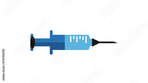 A medical illustration of a syringe with a needle, rendered in a flat, illustrative style