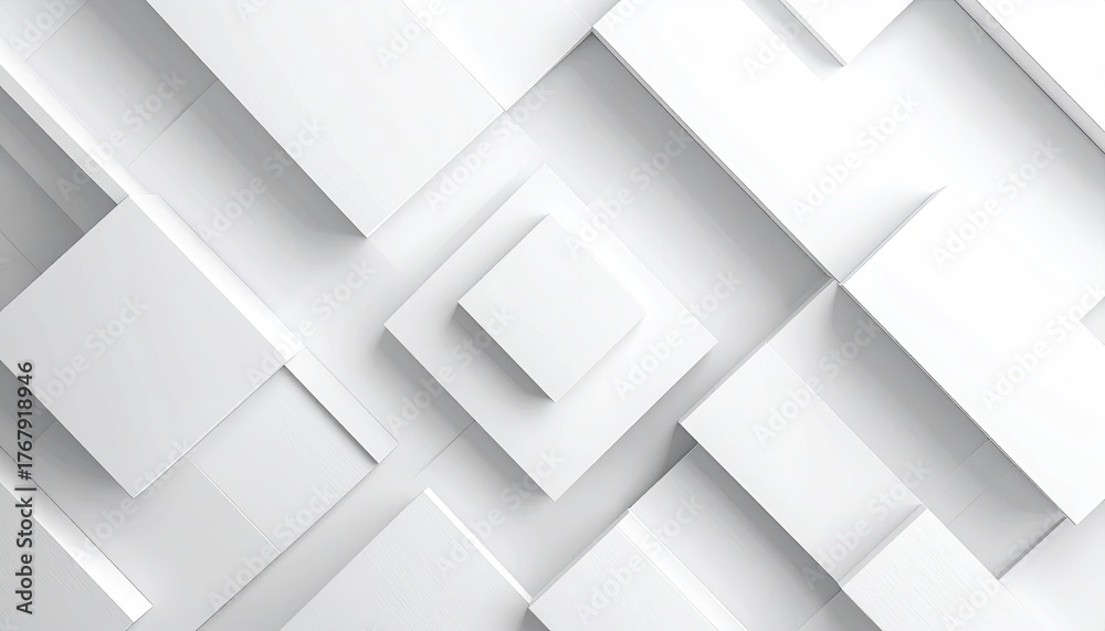Fototapeta premium White squares in layered abstract background, for modern art, design, architecture