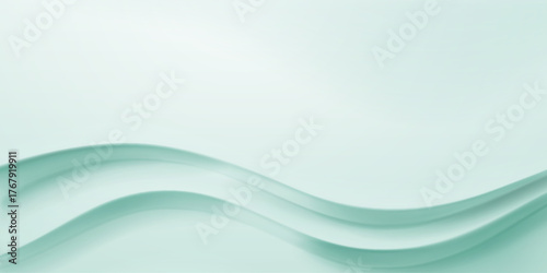 Soft, flowing waves on a pale mint background, creating a serene atmosphere.
