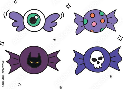 halloween decorations set vector illustration