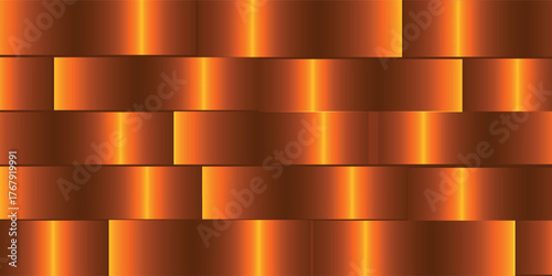 Abstract background featuring a geometric pattern of staggered, glowing copper-colored metallic tiles.