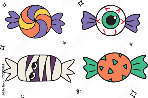 halloween decorations set vector illustration