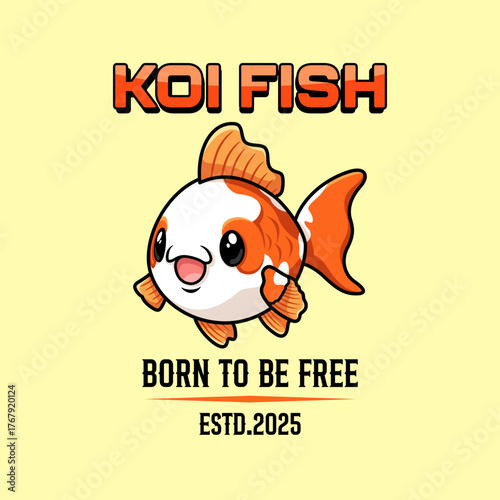 Cute kawaii koi fish art vector design
