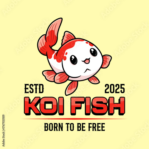 Cute kawaii koi fish art vector design