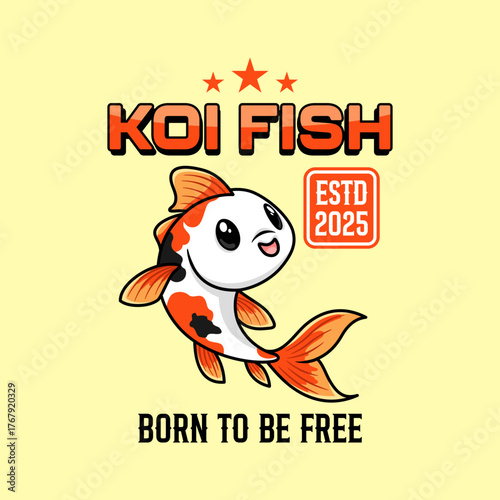 Cute kawaii koi fish art vector design