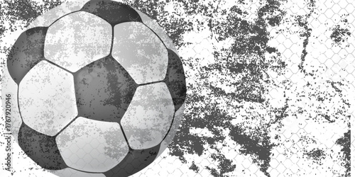 Illustration of a soccer ball hitting the net with grunge texture effect. Perfect for sports themes, posters, backgrounds, and football-related graphic designs.Eps10