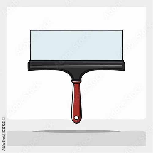 Screen printing squeegee tool with a red handle isolated on white