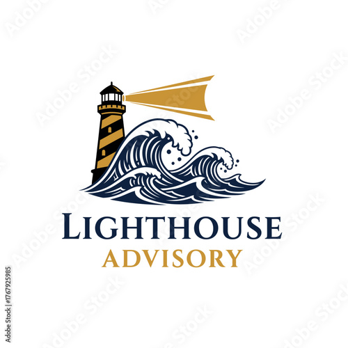 A lighthouse beams over ocean waves with the text "LIGHTHOUSE ADVISORY" underneath