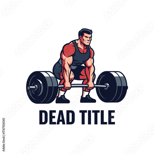 A muscular man, in weightlifting attire, performing a deadlift, with a loaded barbell