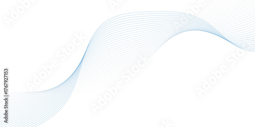 Abstract blue smooth wave on a white background. Dynamic sound wave. Design element. Vector illustration.	