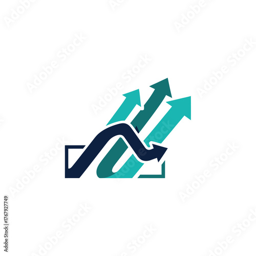 A graphical representation of growth with various arrows pointing upwards