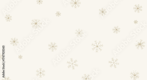 Elegant Golden Snowflakes Falling on a Subtle Cream Background - Winter Holiday Celebration