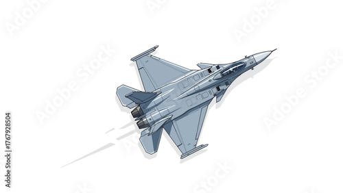 Vector aerial combat fighter isolated on a clean white background