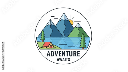 Vector adventure badge isolated on a clean white background