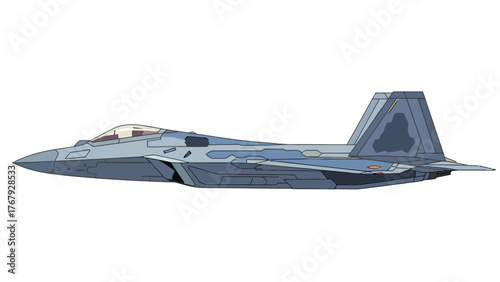 Vector air combat fighter jet isolated on a clean white background