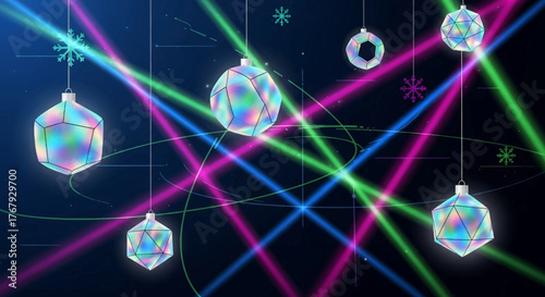 Festive Holiday Decorations A Vibrant Display of Lights and Ornaments in a Modern Design