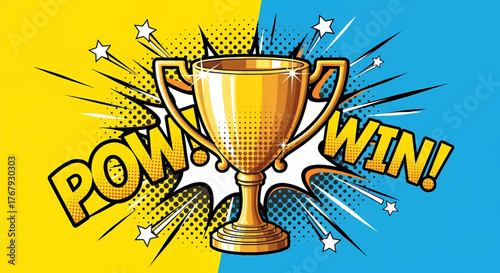 Dynamic energy in sports competition with a pop art style vector illustration for winning motivation