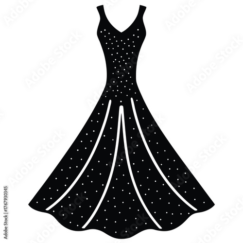 golden glitter empire dress vector icon