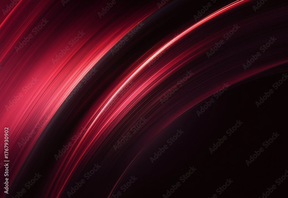 Naklejka premium A Captivating Abstract Artwork Featuring Dynamic Curved Lines in Shades of Red with a Dark Background