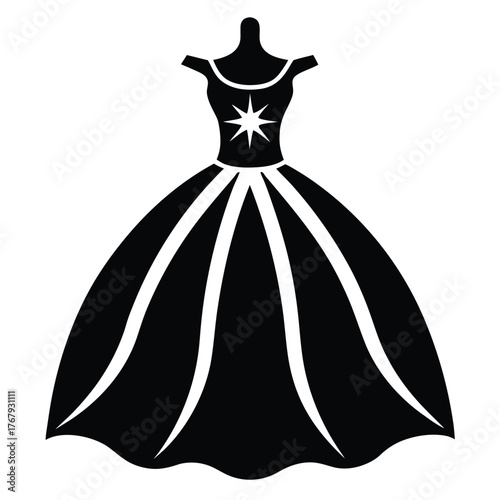 emerald shimmer ball gown vector icon