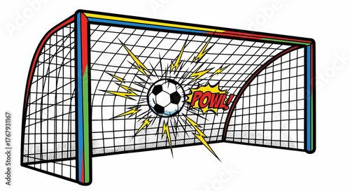 A powerful goal in sports, a pop art vector illustration capturing motivation and dynamic energy