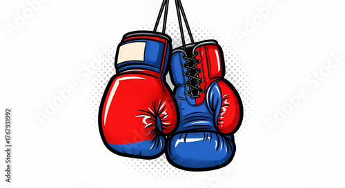 Boxing gloves vector illustration in a pop art style for sports motivation and dynamic energy concept