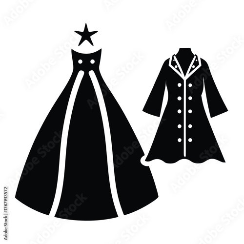 velvet cape christmas gown vector icon