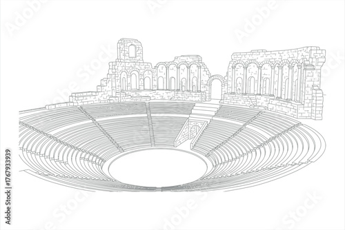 Architectural Drawing of an Amphitheater