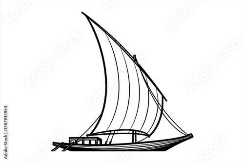 Dhow Boat Outlined