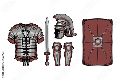 Ancient Roman Soldier Armor and Weapons