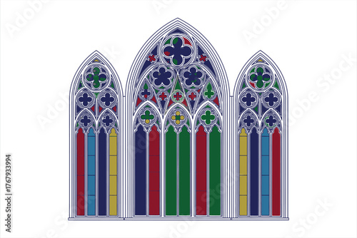 Gothic Stained Glass Window Illustration