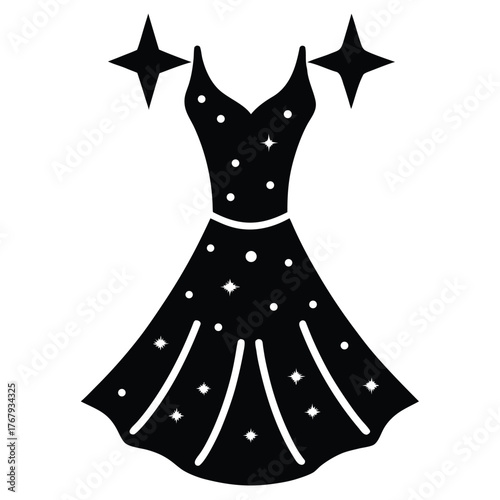 silver sparkle skater dress vector icon