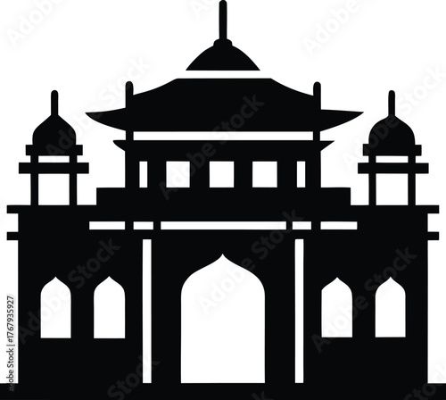 Golden temple entrance gate icon design
